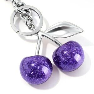 Purple Cherry Keychain or bag charm